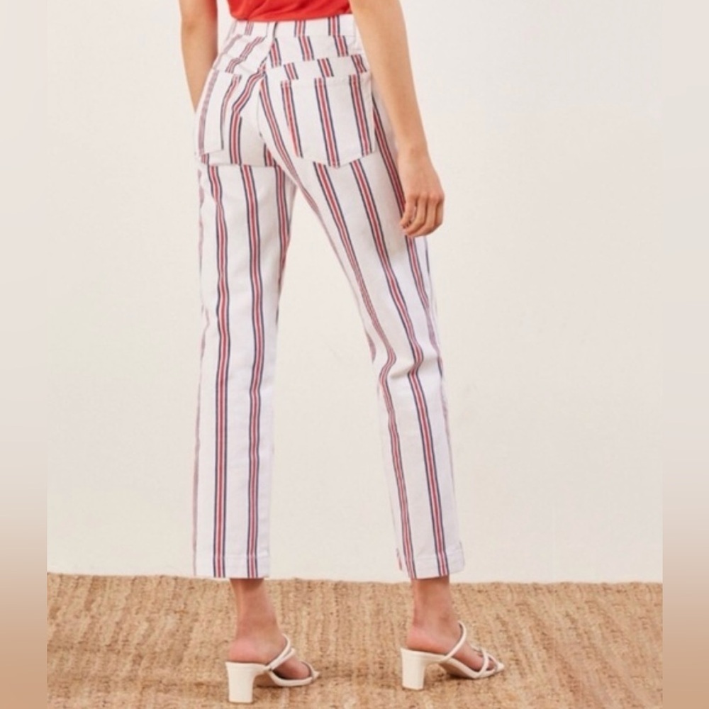 🆕Reformation - The Roper Mid Rise Striped Ankle Jean - Picture 3 of 16